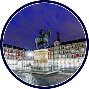 Agencia SEO; visión de la plaza central de España en la ciudad de Madrid