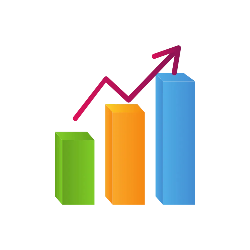 Gráfica de colores ascendentes que simboliza el crecimiento del tráfico orgánico en estrategias de SEO.