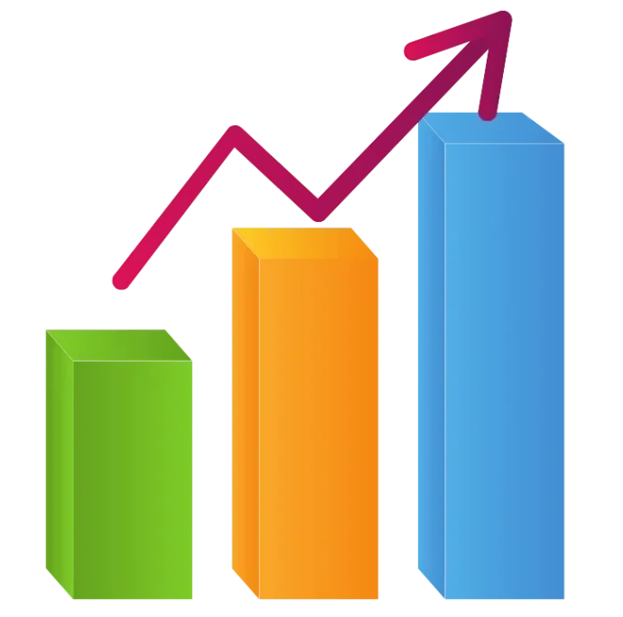 Gráfica de colores ascendentes que simboliza el crecimiento del tráfico orgánico en estrategias de SEO.