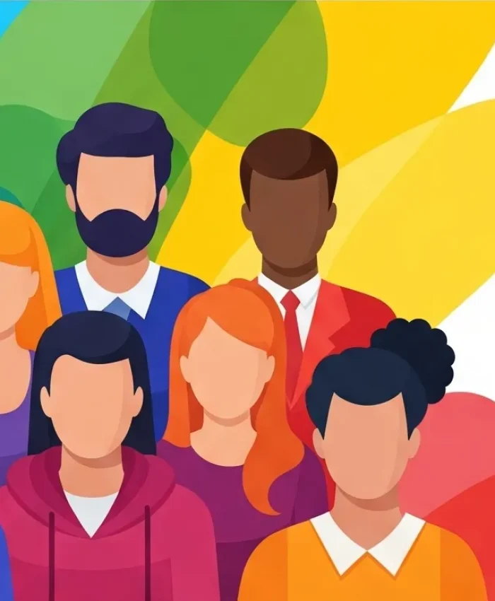 Grupo de usuarios de distintas características reunido para un banner sobre la segmentación de audiencia en Google Ads.