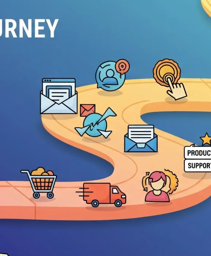 Banner ilustrativo del Customer Journey, mostrando las etapas del recorrido del cliente desde el interés hasta la compra.