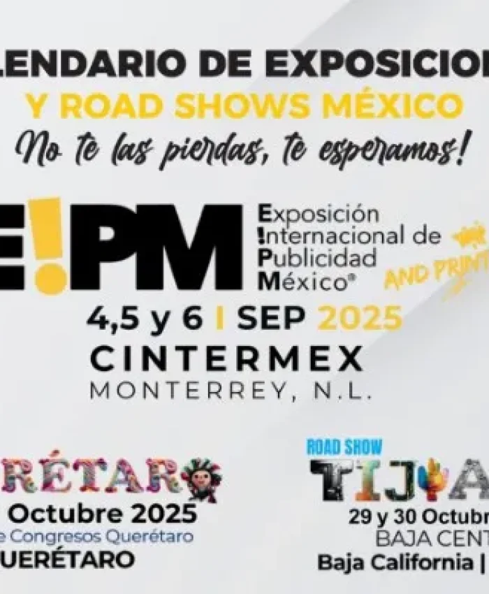 Cartelera de la EXPO ROADSHOW E!PM Tijuana 2025, donde auténtico seo será parte de las empresas que asistirán.