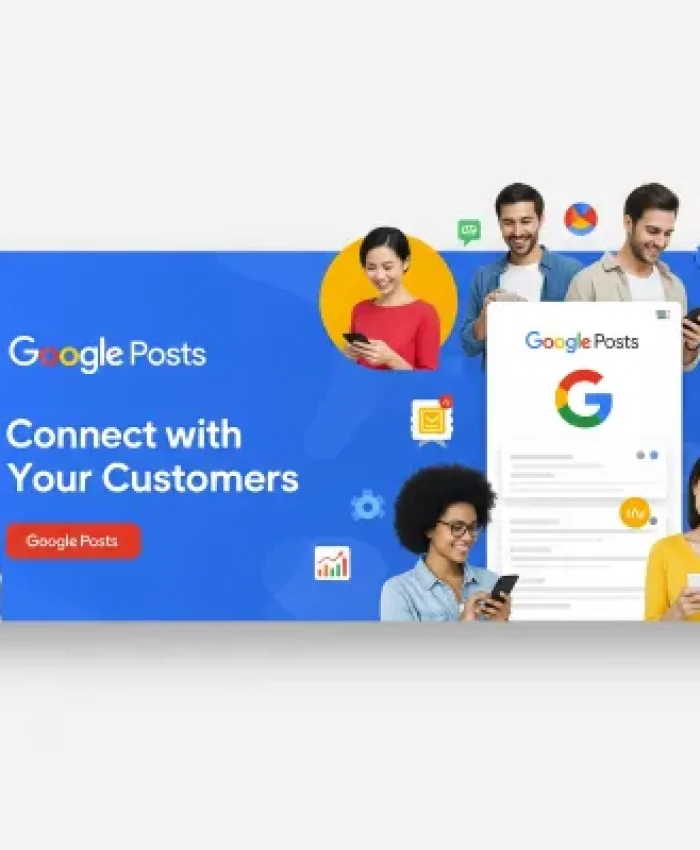 Banner colorido con diseño oficial de Google que explica paso a paso cómo crear publicaciones efectivas.